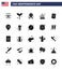 25 USA Solid Glyph Pack of Independence Day Signs and Symbols of location; wedding; star; love; light