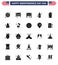25 USA Solid Glyph Pack of Independence Day Signs and Symbols of money; independece; alcohol; holiday; cole