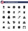 25 USA Solid Glyph Signs Independence Day Celebration Symbols of phone; cake; country; states; american