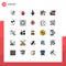 25 User Interface Filled line Flat Color Pack of modern Signs and Symbols of hand, laptop, down, investment, dollar sign