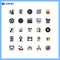 25 User Interface Filled line Flat Color Pack of modern Signs and Symbols of jacket, navigational, arrow, gps, compass