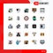 25 User Interface Filled line Flat Color Pack of modern Signs and Symbols of media, stream, birthday, sport, live