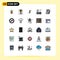 25 User Interface Filled line Flat Color Pack of modern Signs and Symbols of notepad, document, canoe, online, justice