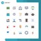 25 User Interface Flat Color Pack of modern Signs and Symbols of http, video, banking, screen, payment