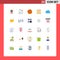 25 User Interface Flat Color Pack of modern Signs and Symbols of storage, cloud, basketball, movie tickets, cinema tickets