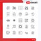 25 User Interface Line Pack of modern Signs and Symbols of analytic, support, cabinet, setting, gear