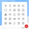 25 User Interface Line Pack of modern Signs and Symbols of bathtub, search, like, field glasses, injury