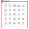 25 User Interface Line Pack of modern Signs and Symbols of digital, wedding, develop, heart, briefcase