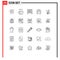 25 User Interface Line Pack of modern Signs and Symbols of fashion, beauty, barrier, guarder, earth saving