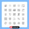 25 User Interface Line Pack of modern Signs and Symbols of favorite, feeling, basketball, faint, emoji
