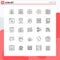 25 User Interface Line Pack of modern Signs and Symbols of graph, web security, power, shield, internet