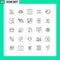 25 User Interface Line Pack of modern Signs and Symbols of medical, heartbeat, grid, heart, speaker