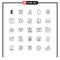 25 User Interface Line Pack of modern Signs and Symbols of mobile, banking, media, lemon, zoom