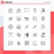 25 User Interface Line Pack of modern Signs and Symbols of tap, hand, target, gestures, mark