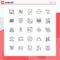 25 User Interface Line Pack of modern Signs and Symbols of ui, essential, euro, basic, meal