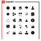 25 User Interface Solid Glyph Pack of modern Signs and Symbols of basic, lightning, headgear, cloud, failure