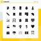 25 User Interface Solid Glyph Pack of modern Signs and Symbols of bottle spa, aroma, app, easter, love