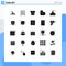 25 User Interface Solid Glyph Pack of modern Signs and Symbols of education, building, brazil, tablets, tshirt