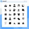 25 User Interface Solid Glyph Pack of modern Signs and Symbols of fishing, fish, distribute, water, park