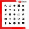 25 User Interface Solid Glyph Pack of modern Signs and Symbols of graph, ecommerce, day, support, lifeguard