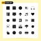 25 User Interface Solid Glyph Pack of modern Signs and Symbols of music, headphones, multimedia, audio, meter