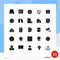 25 User Interface Solid Glyph Pack of modern Signs and Symbols of notification, web, internet, night, song