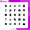 25 User Interface Solid Glyph Pack of modern Signs and Symbols of organization page, graduation, tech, education, luck