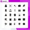 25 User Interface Solid Glyph Pack of modern Signs and Symbols of payment, graph, setting, communication, service