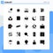 25 User Interface Solid Glyph Pack of modern Signs and Symbols of pen, book, wifi, stationary, plant