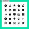 25 User Interface Solid Glyph Pack of modern Signs and Symbols of production, factory, drink, message, delete