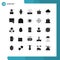 25 User Interface Solid Glyph Pack of modern Signs and Symbols of rain, cloud, download, shopping, cart