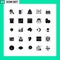 25 User Interface Solid Glyph Pack of modern Signs and Symbols of space, platform, speaker, orbital, school
