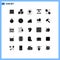 25 User Interface Solid Glyph Pack of modern Signs and Symbols of transfer, projector, research, people, market share