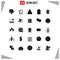 25 User Interface Solid Glyph Pack of modern Signs and Symbols of user, battery, triangle, environment, ecology