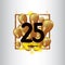 25 Year Anniversary Black Gold Balloon Vector Template Design Illustration