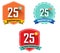 25 year birthday celebration flat color vintage label badge, 25th anniversary