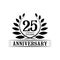 25 years anniversary celebration logo. 25th anniversary luxury design template. Vector and illustration.