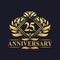 25 years Anniversary Logo, Luxury floral golden 25th anniversary logo