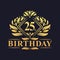 25 years Birthday Logo, Luxury Golden 25th Birthday Celebration