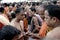 25th October 2022, Kolkata, West Bengal, India. Young man performing Tarpan During Mahalaya Time at Kolkata Ganga Ghat