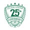 25th shield anniversary logo. 25th vector and illustration.