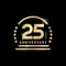 25th year anniversary golden emblem. Vector icon.