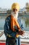 26 february 2018 Amritsar, India. old indian sikh mans portrait in golden temple