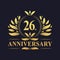 26th Anniversary Design, luxurious golden color 26 years Anniversary logo