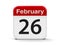 26th February calendar