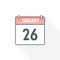 26th January calendar icon. January 26 calendar Date Month icon vector illustrator