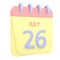 26th July 3D calendar icon