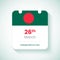 26th March  Independence day of Bangladesh. Classic calendar concept vector illustration