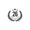 26th year anniversary emblem logo design template