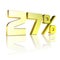 27%, 27 percent as a 3D illustration, 3D rendering